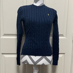 Classic Ralph Lauren Navy Cable Knit Sweater